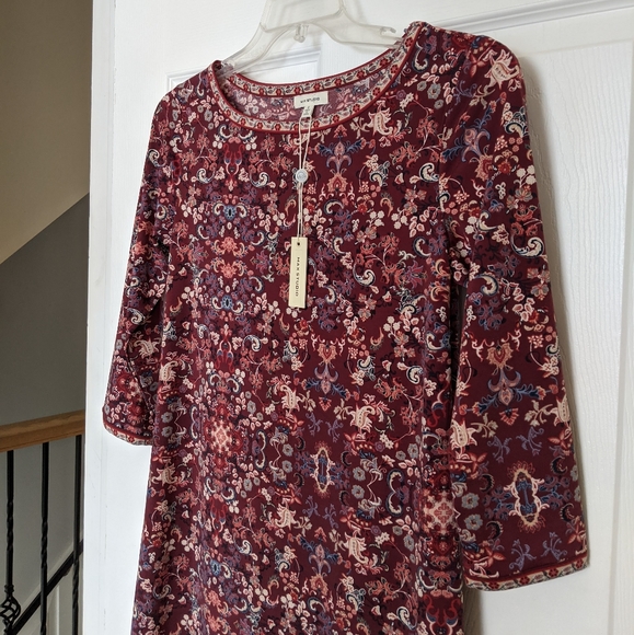 Max Studio Patterned 3/4 Length Sleeve Shift Dress - Picture 3 of 7